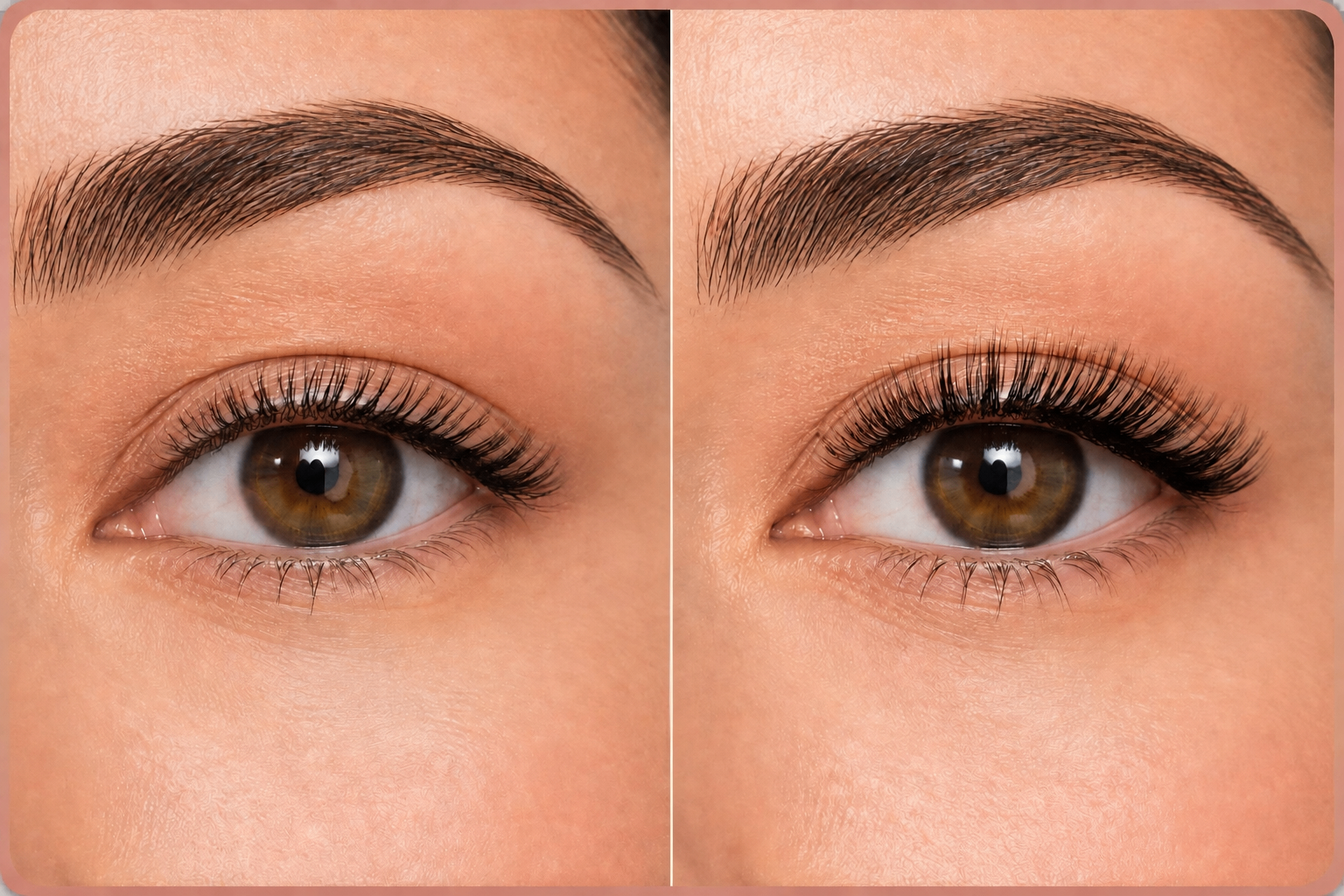 Natural individual lashes and mink cluster lashes comparison