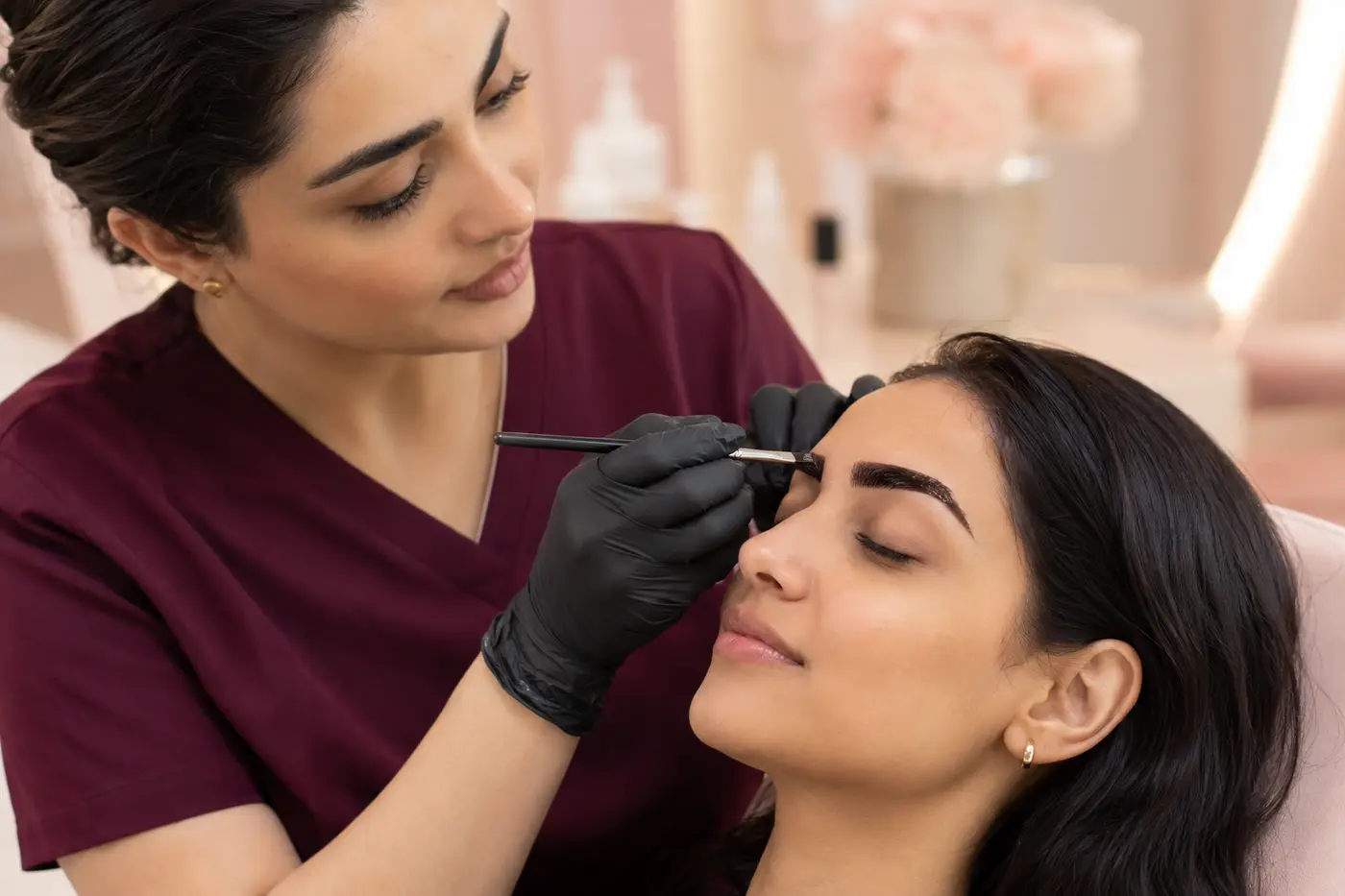 Editorial image of eyebrow tint application