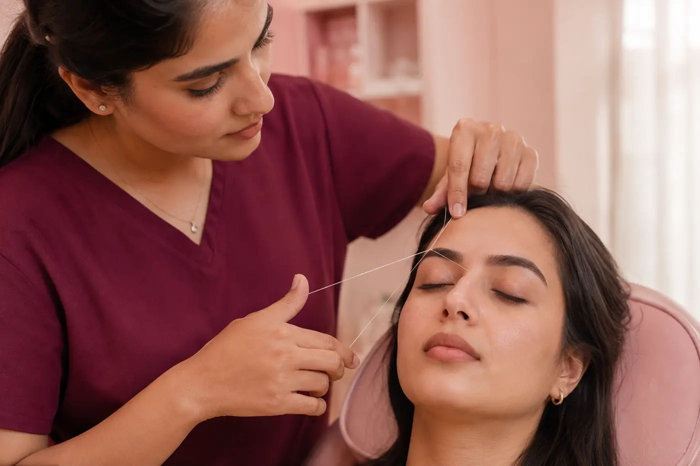 Editorial image of eyebrow threading